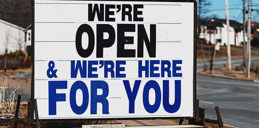 A store remains open during the Covid-19 pandemic.